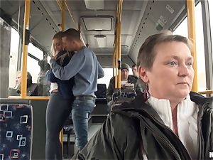 Lindsey Olsen fucks her stud on a public bus