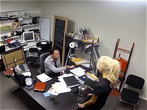 Katerina Kay keeps her job by fuckin' the boss